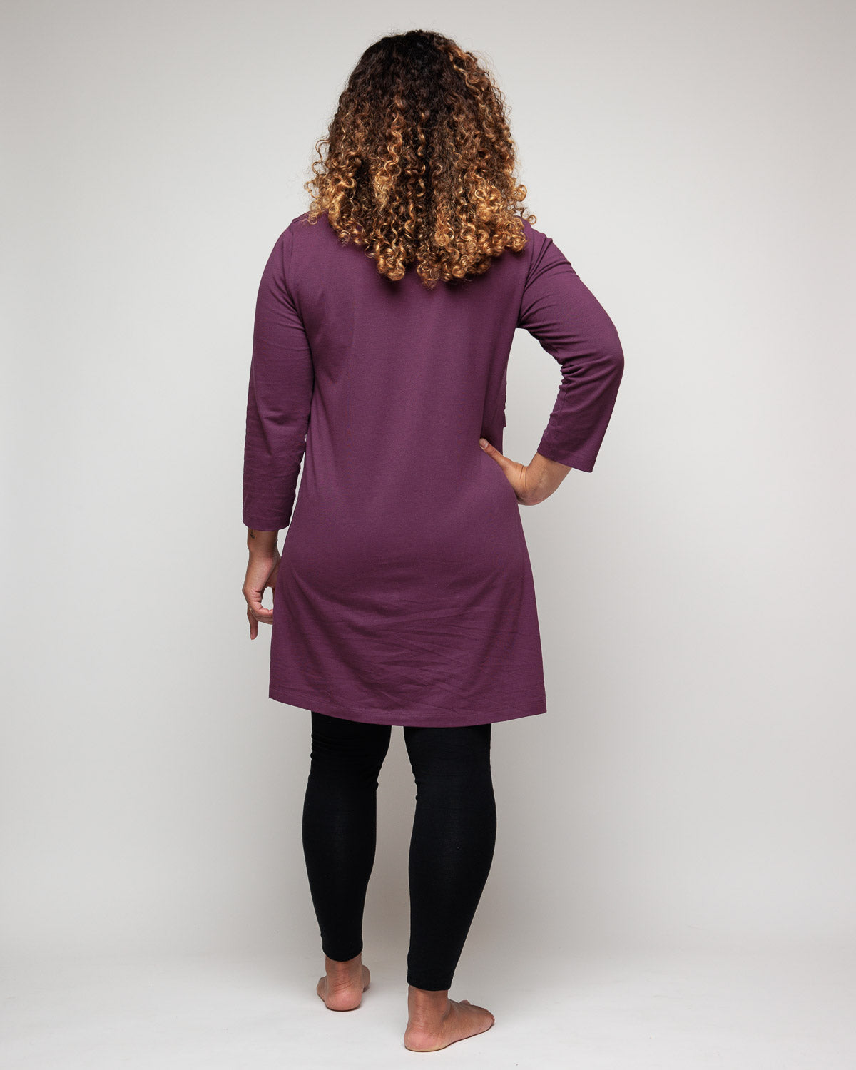 Nursing tunic dress in Plum