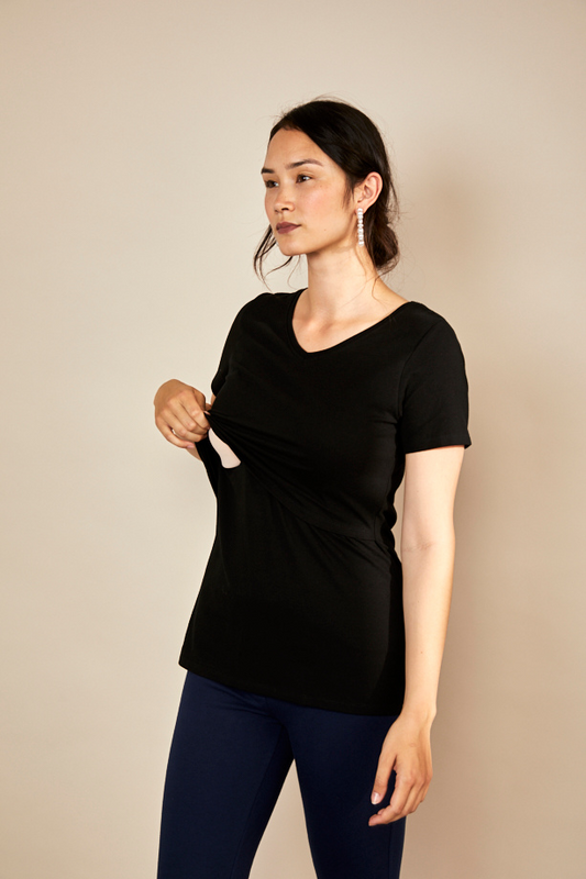 Bshirt Nursing V Neck T-shirt in Black