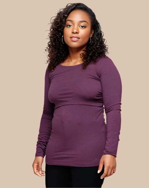 Nursing long sleeve t-shirt in Plum