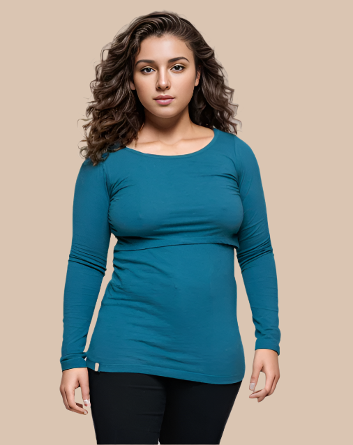 Nursing long sleeve t-shirt in Teal