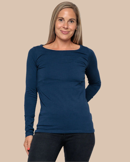 WOMEN'S LONG SLEEVE TOP IN NAVY