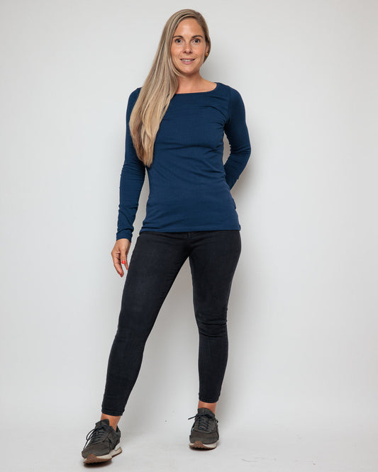 WOMEN'S LONG SLEEVE TOP IN NAVY