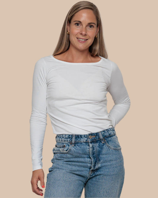 WOMEN'S LONG SLEEVE TOP IN WHITE