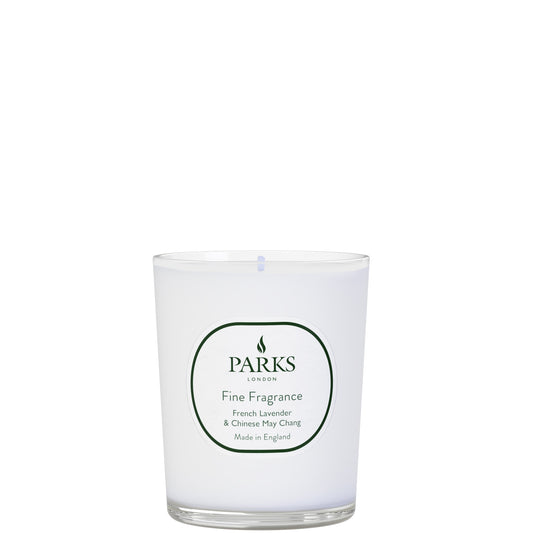 FINE FRAGRANCE 180G CANDLE FRENCH LAVENDER & CHINESE MAY CHANG