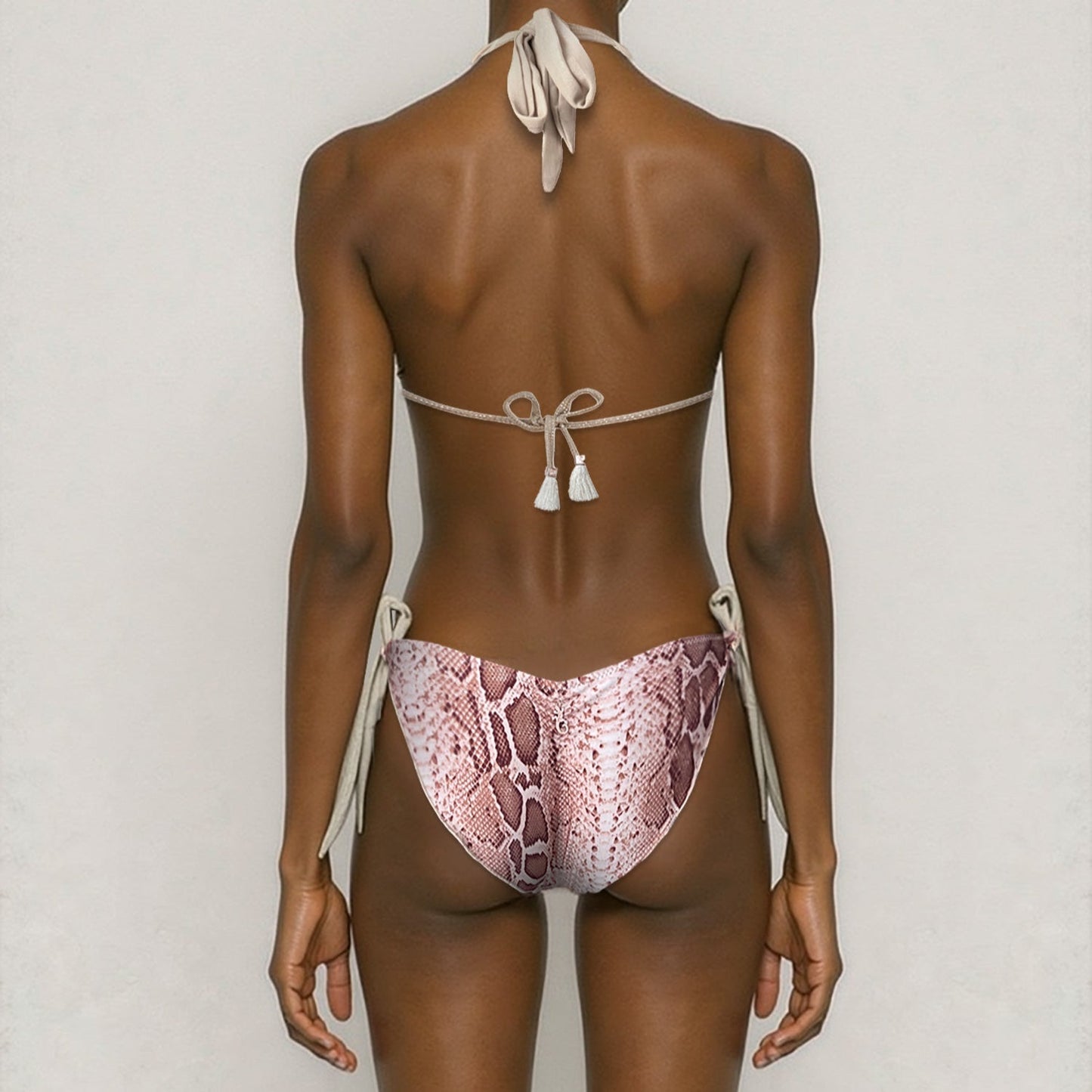 Animal Print Bikini Bottom With Gold Mesh Straps Estelle Tagomago