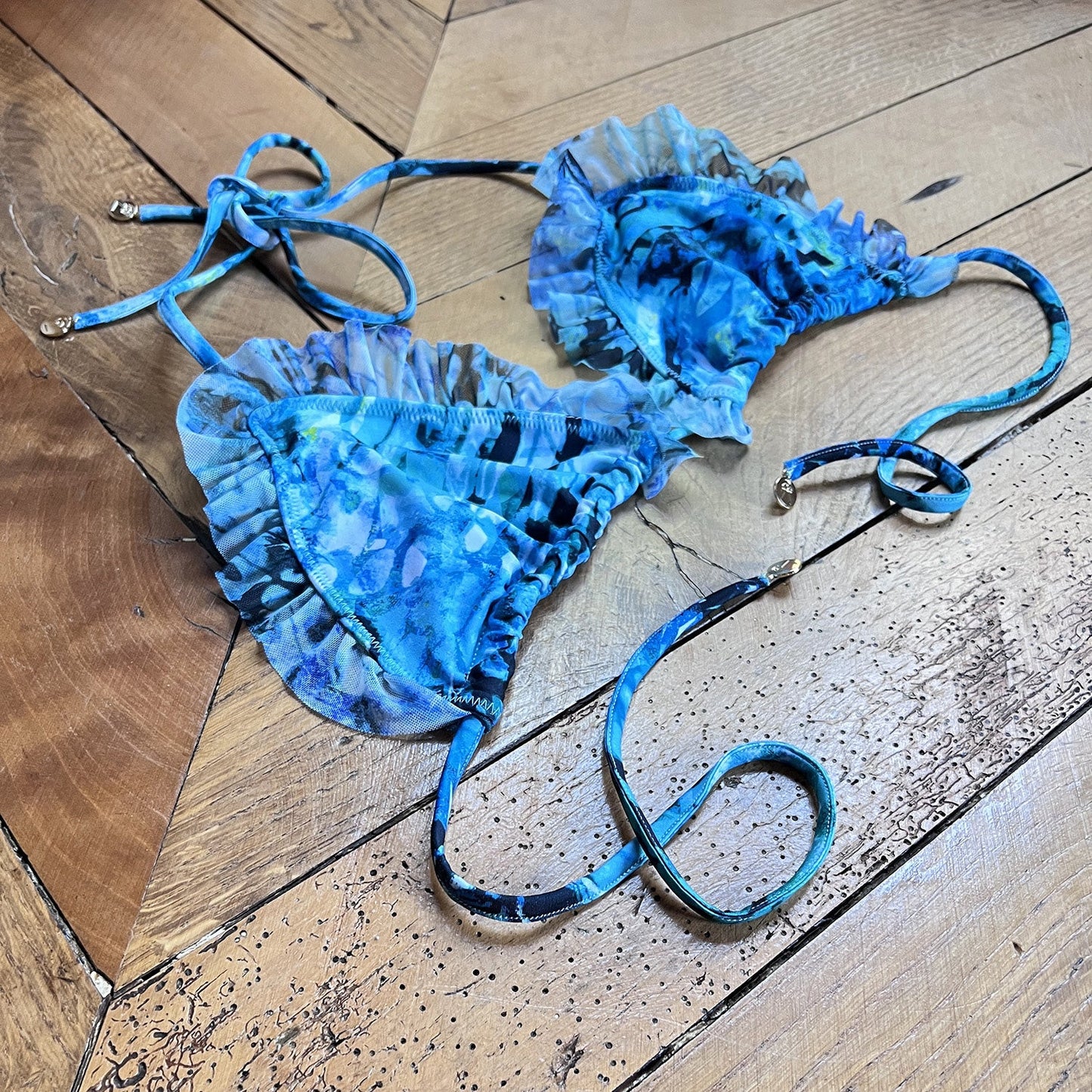 Boho Style Ruffle Bikini Bottom Blue Butterfly Lucia