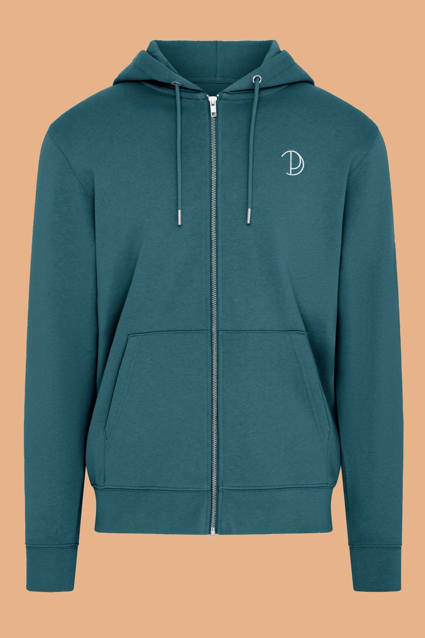 Embroidered P Zip-Up Hoodie