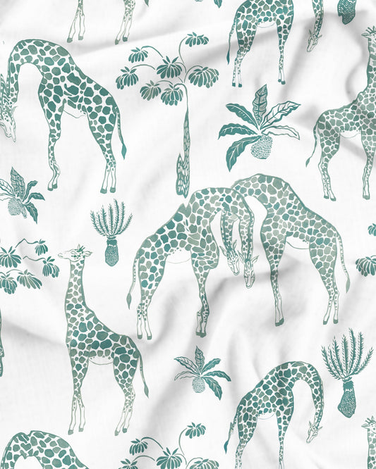Womens Short Pyjamas - Giraffes Green