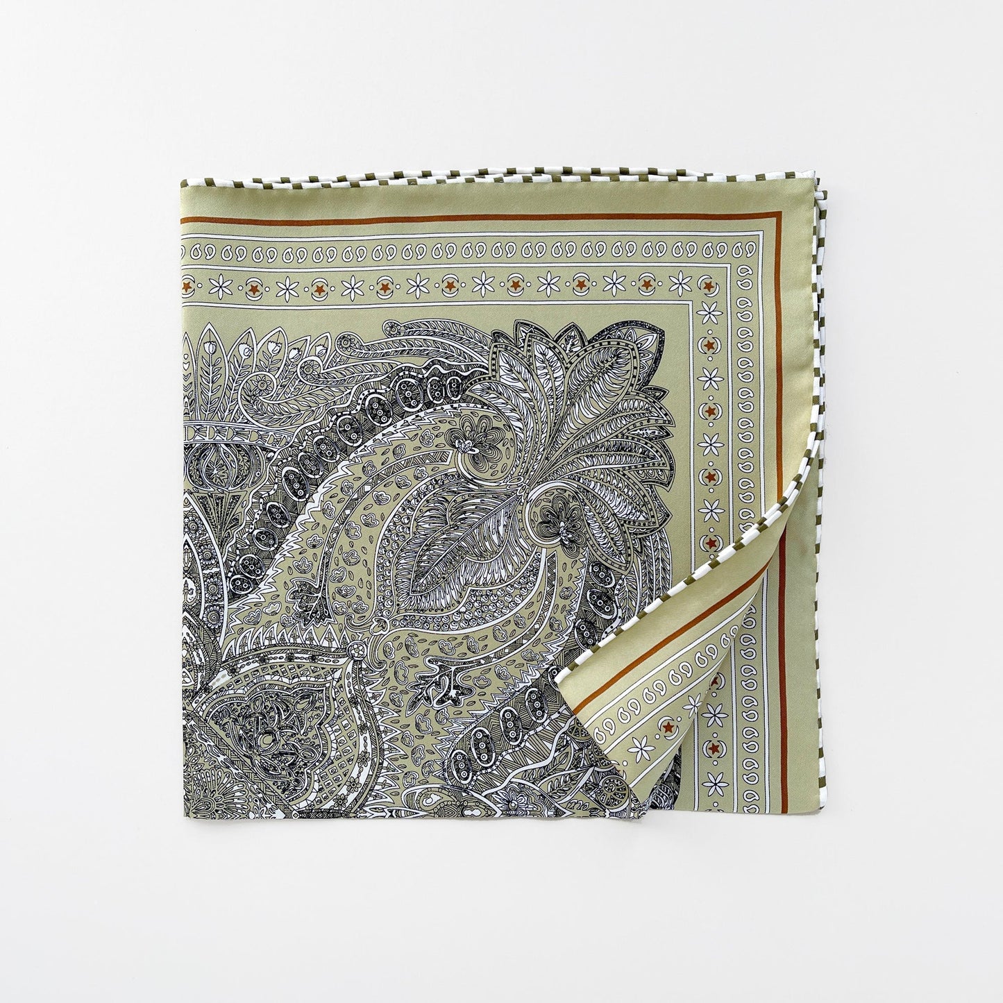 Navy Heritage Paisley Silk Scarf - 53cm Hand-Rolled Unisex Bandana