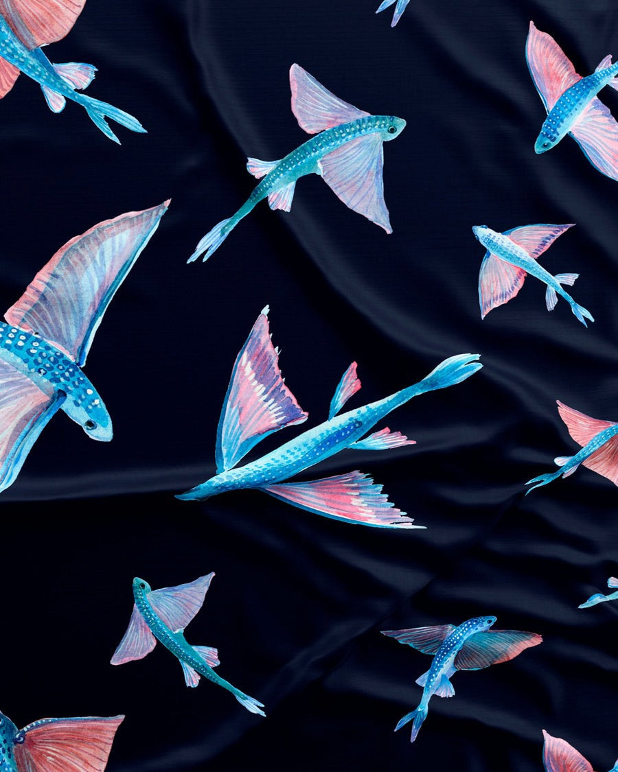 Mens Boxer Shorts - Flying Fish Black