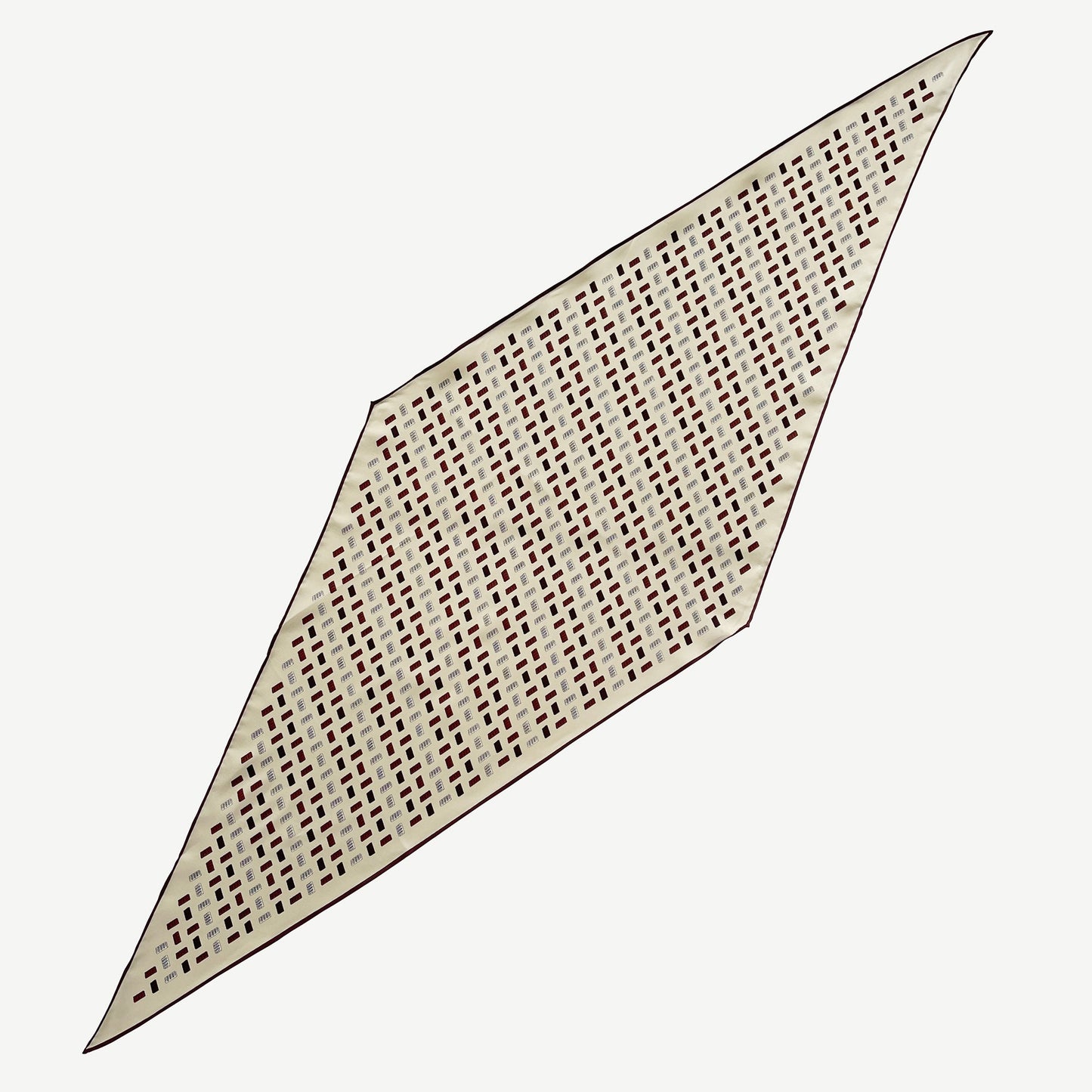 Geometric Chocolate Bar Silk Scarf – Hand-Rolled Neck Scarf for Women & Men