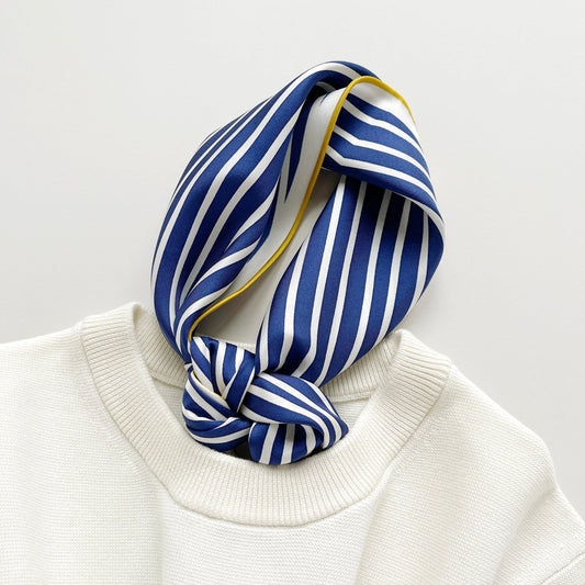 Classic Stripes Triangle Silk Scarf - Hand-rolled Bandana Scarf for Women