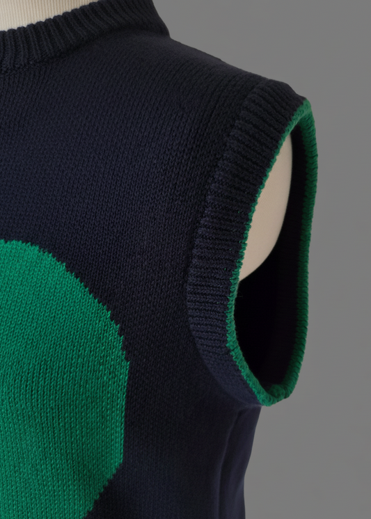 Organic Cotton Knit Jumper Vest - Blue