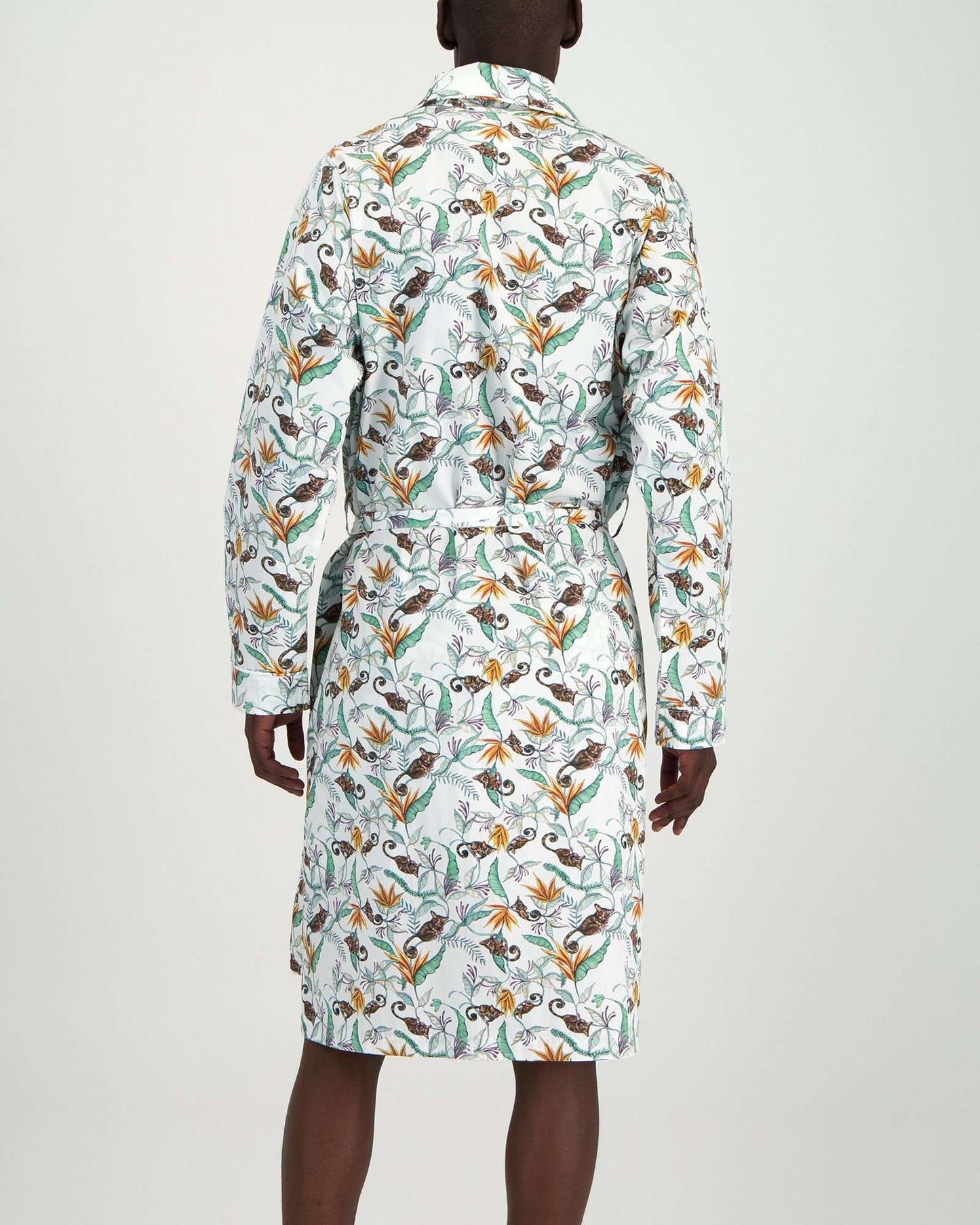 Men's Dressing Gown - Night Monkeys White