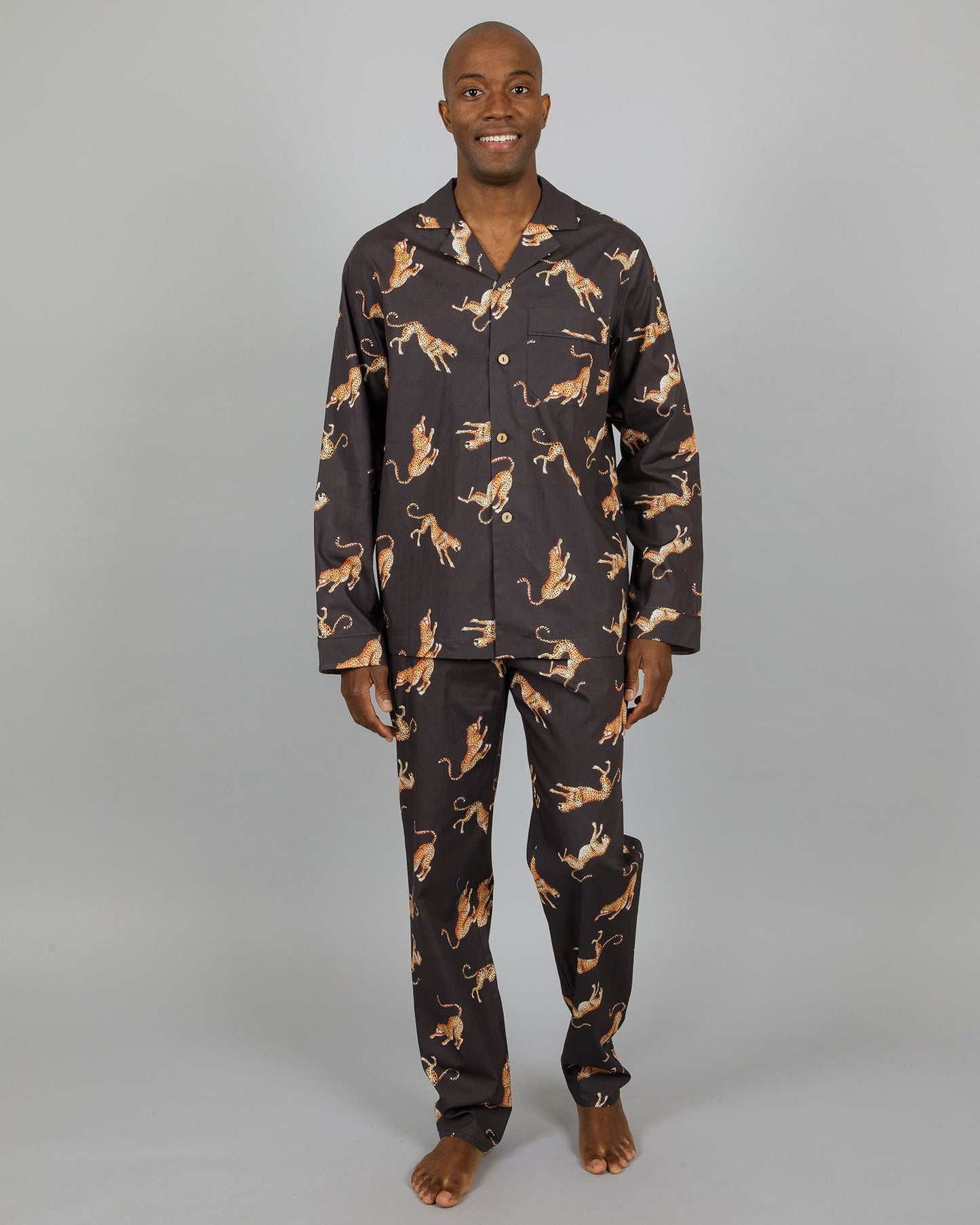 Mens Long Pyjamas - Jumping Cheetahs