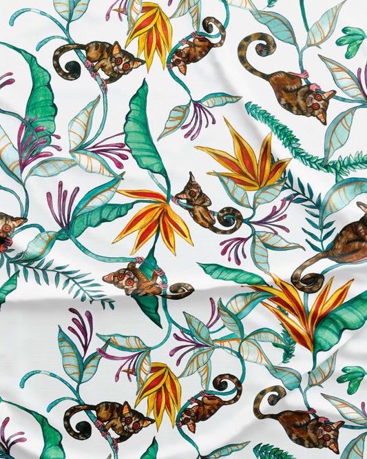 Men's Dressing Gown - Night Monkeys White