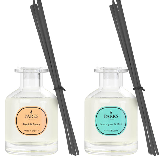 2 x 100ML DIFFUSERS, PEACH AMRYSIS & LEMONGRASS MINT