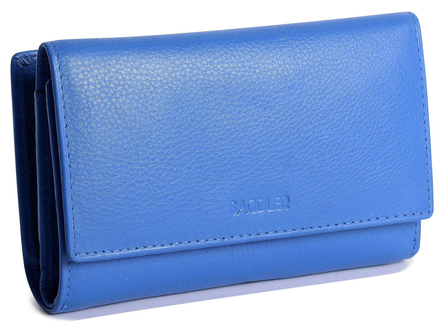 SADDLER PAULA Handmade Leather Trifold Purse – RFID Protected | 8 Card Slots, ID Window & Rear Zip Pocket | Gift Boxed