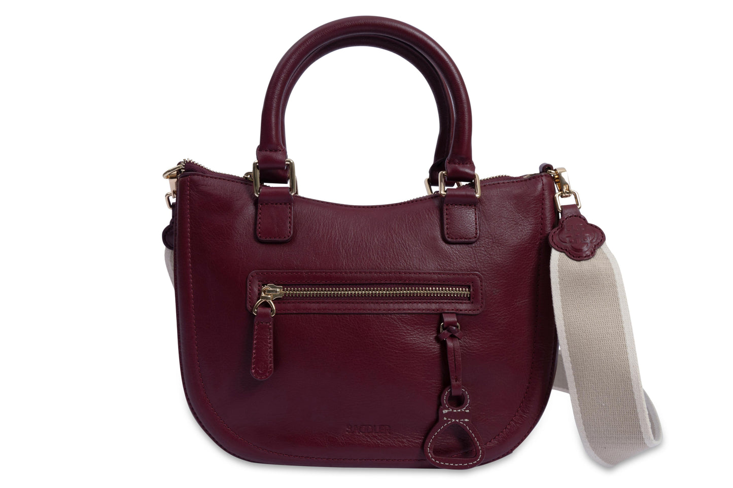 Chloe Leather Twin-Handle Handbag with Crossbody Strap - Handmade by Saddler