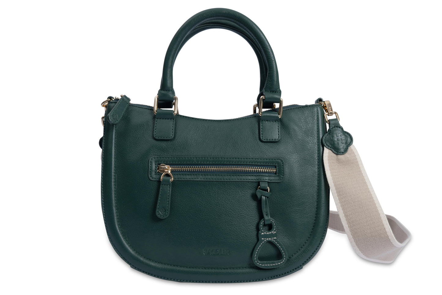 Chloe Leather Twin-Handle Handbag with Crossbody Strap - Handmade by Saddler