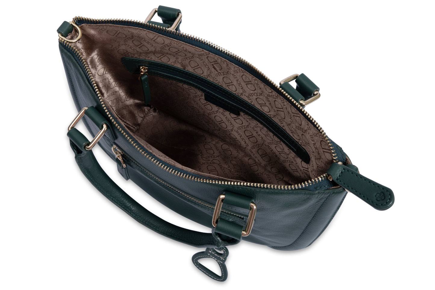 Chloe Leather Twin-Handle Handbag with Crossbody Strap - Handmade by Saddler