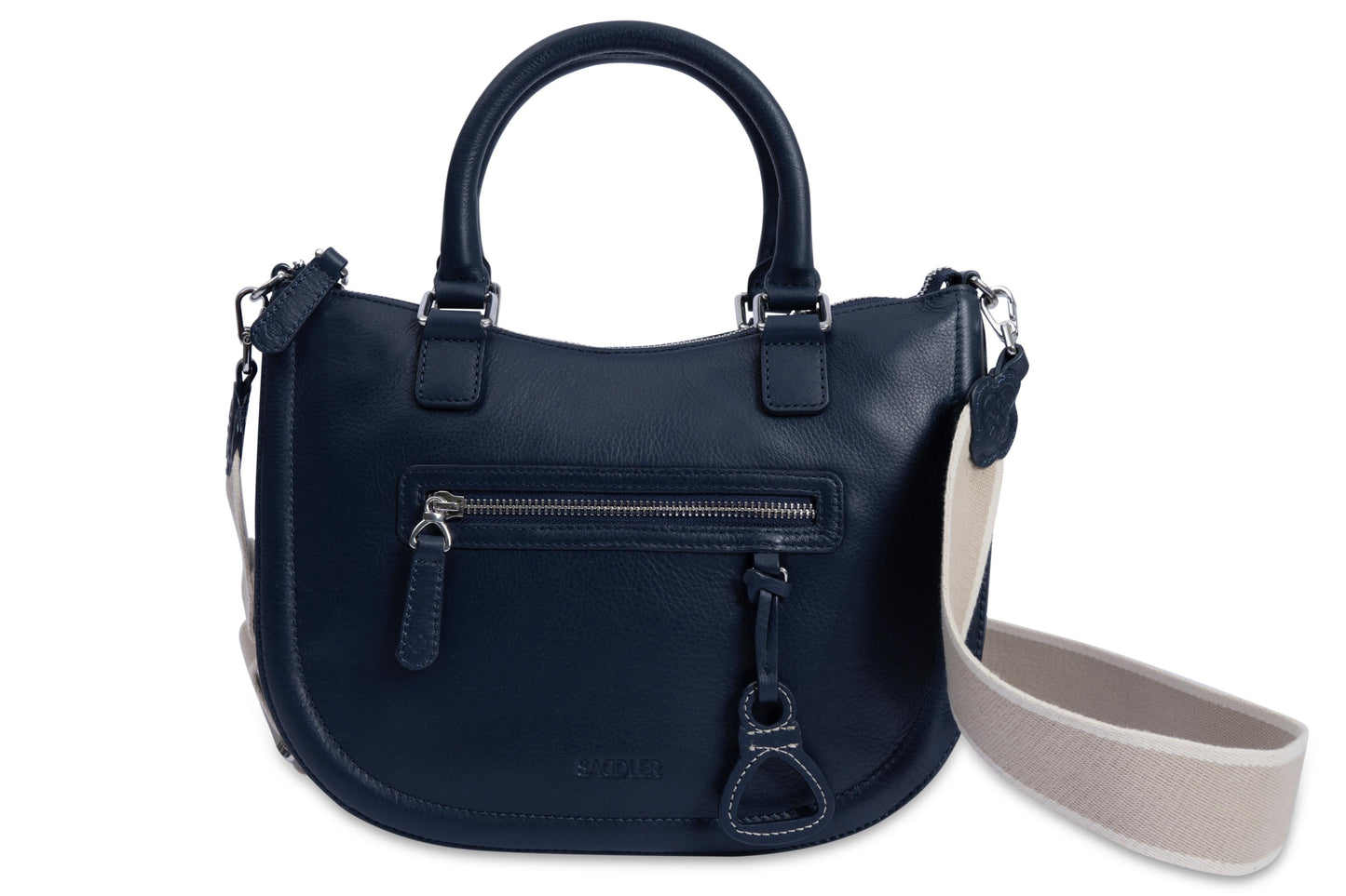 Chloe Leather Twin-Handle Handbag with Crossbody Strap - Handmade by Saddler