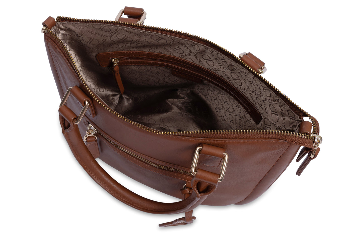 Chloe Leather Twin-Handle Handbag with Crossbody Strap - Handmade by Saddler