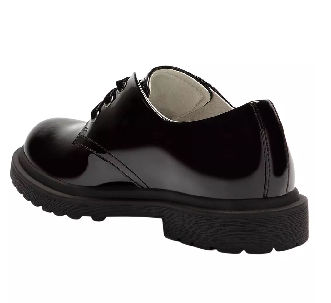 Miss LK by Lelli Kelly Older Girls Elaine Black Patent Lace Up Girls School Shoes