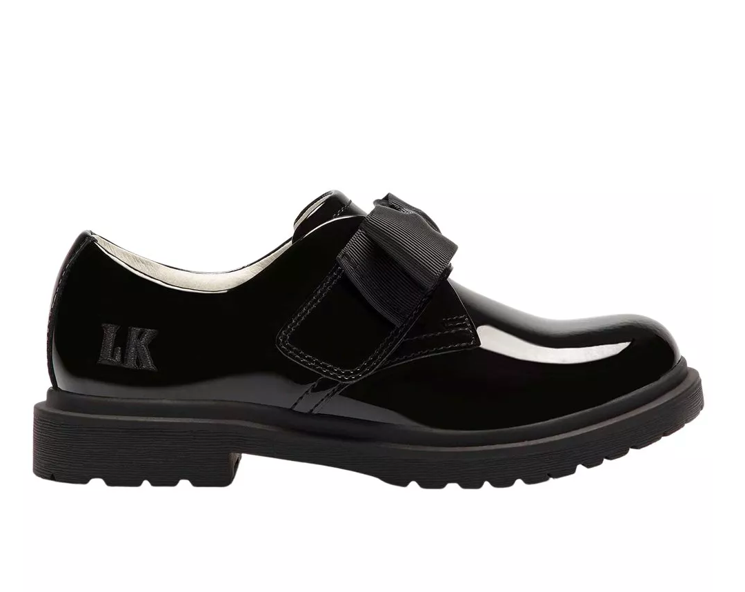 Miss LK Lelli Kelly Faye Girls Black Patent Bow School Shoes