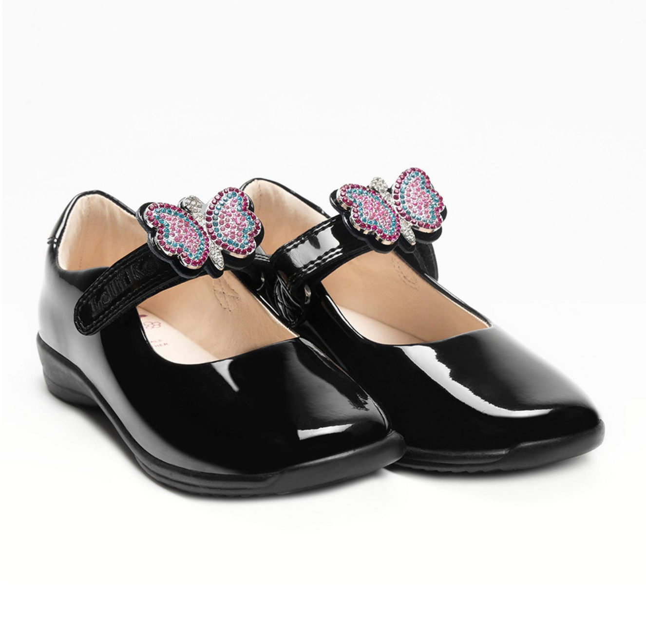 Lelli Kelly Girls Luna 2 With Detachable Butterfly School Shoe F & G Fitting - Black Patent