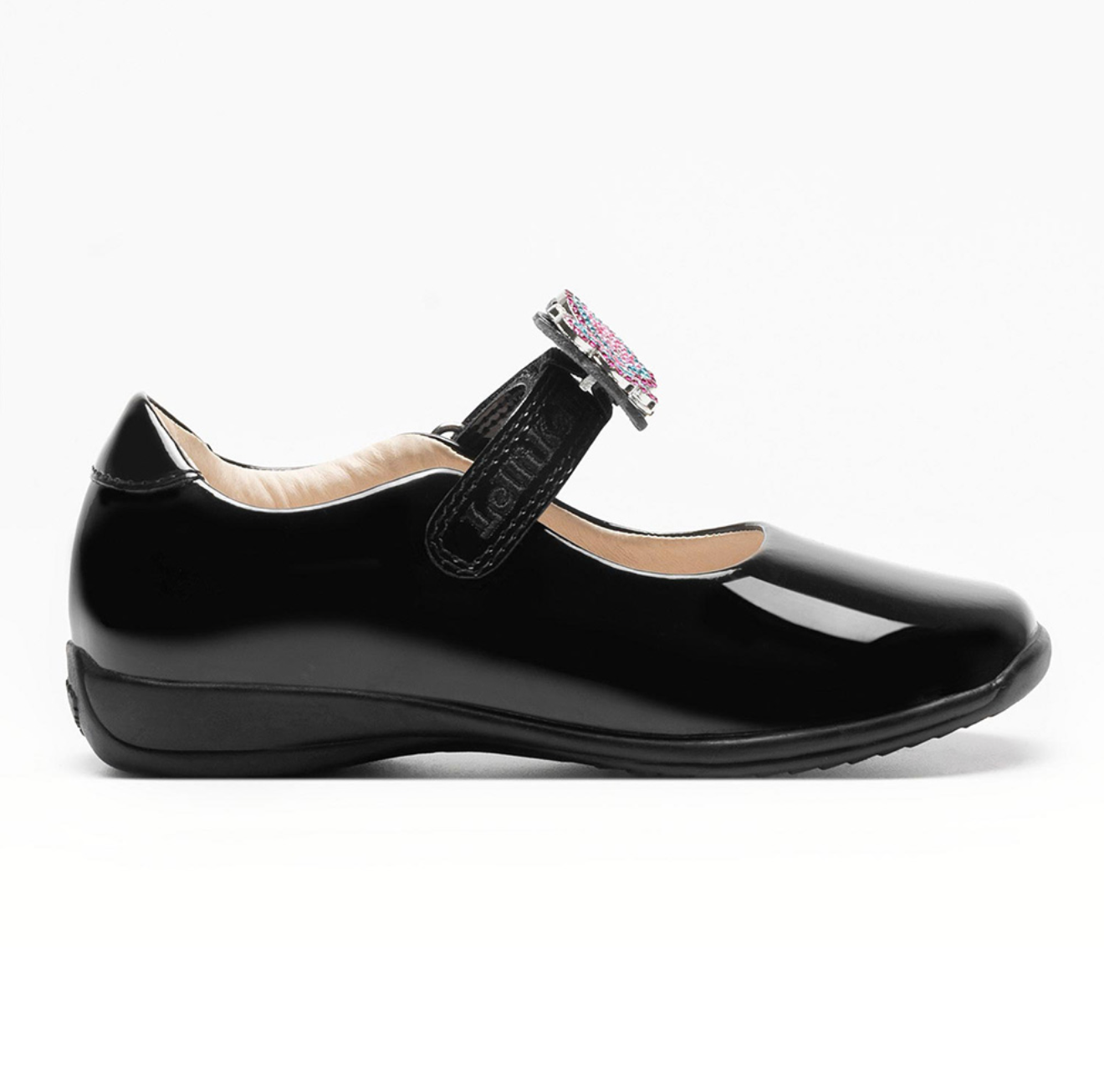 Lelli Kelly Girls Luna 2 With Detachable Butterfly School Shoe F & G Fitting - Black Patent