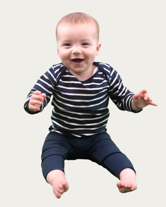 Baby Long Sleeve T-shirt in Navy Stripes