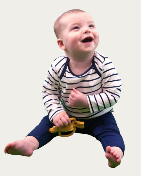 Baby Long Sleeve T-shirt in White Stripes