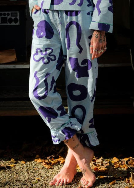 Organic Cotton Pyjama Bottoms in Blue Things