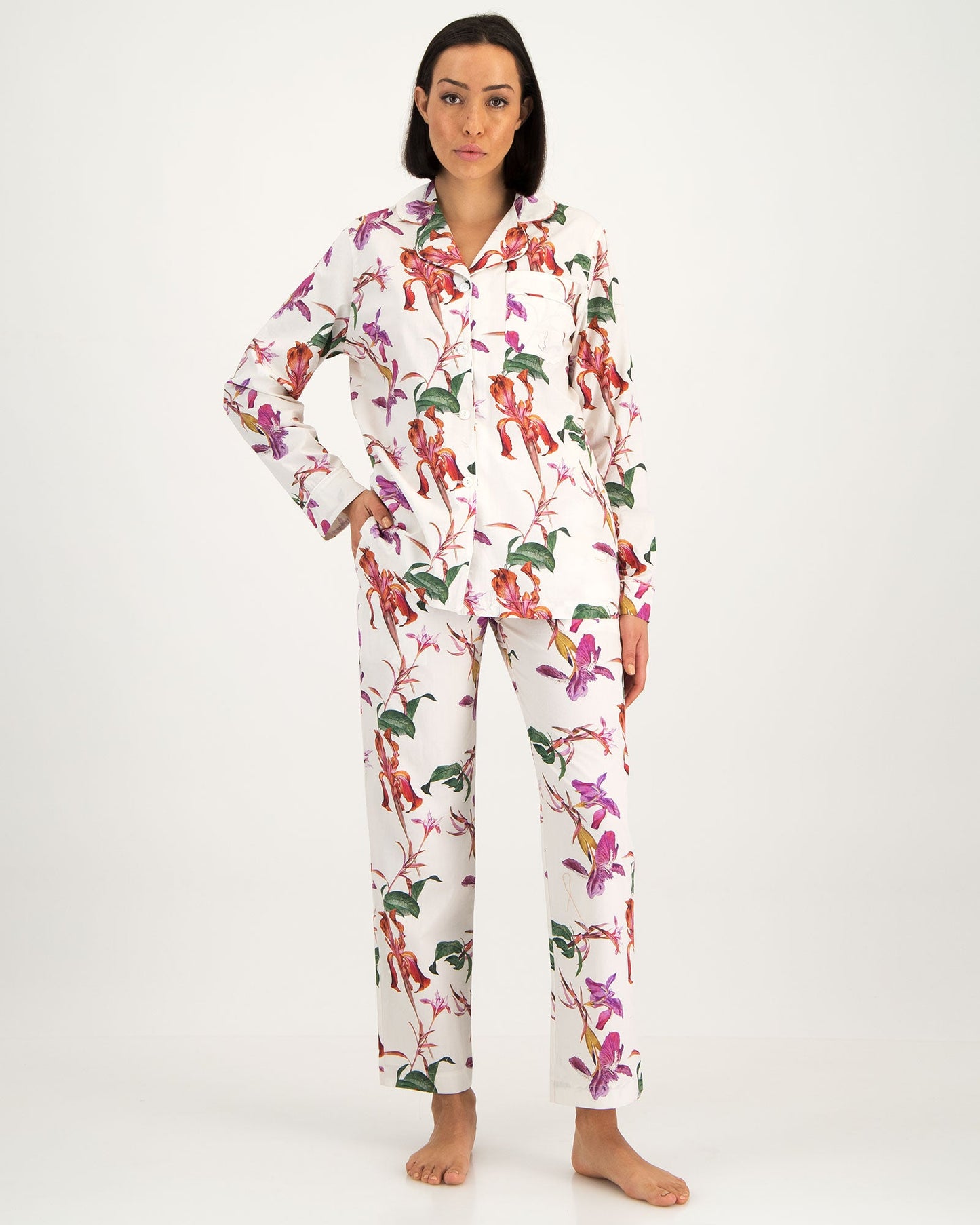 Womens Long Pyjamas - Iris White