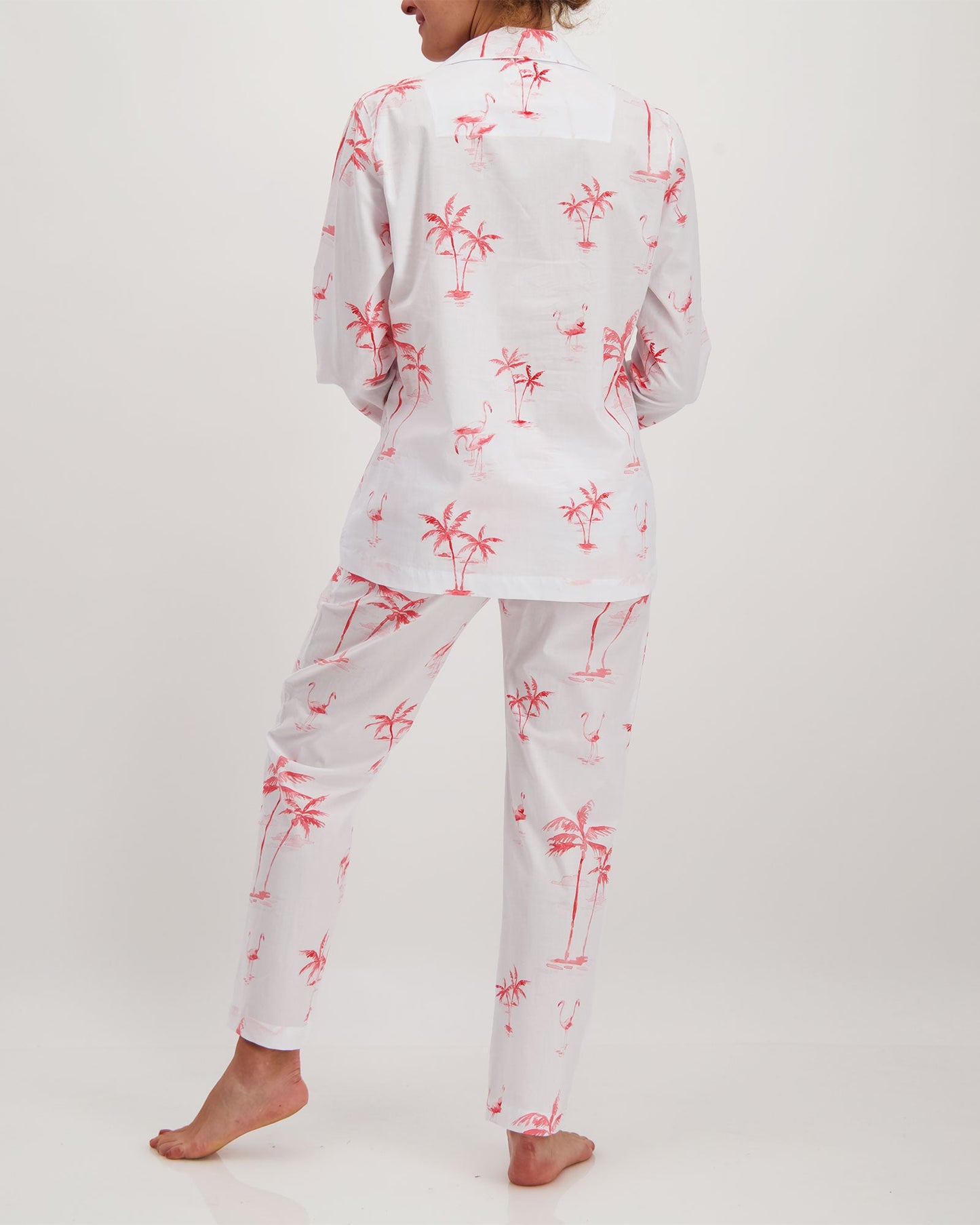Womens Long Pyjamas - Pink Palms