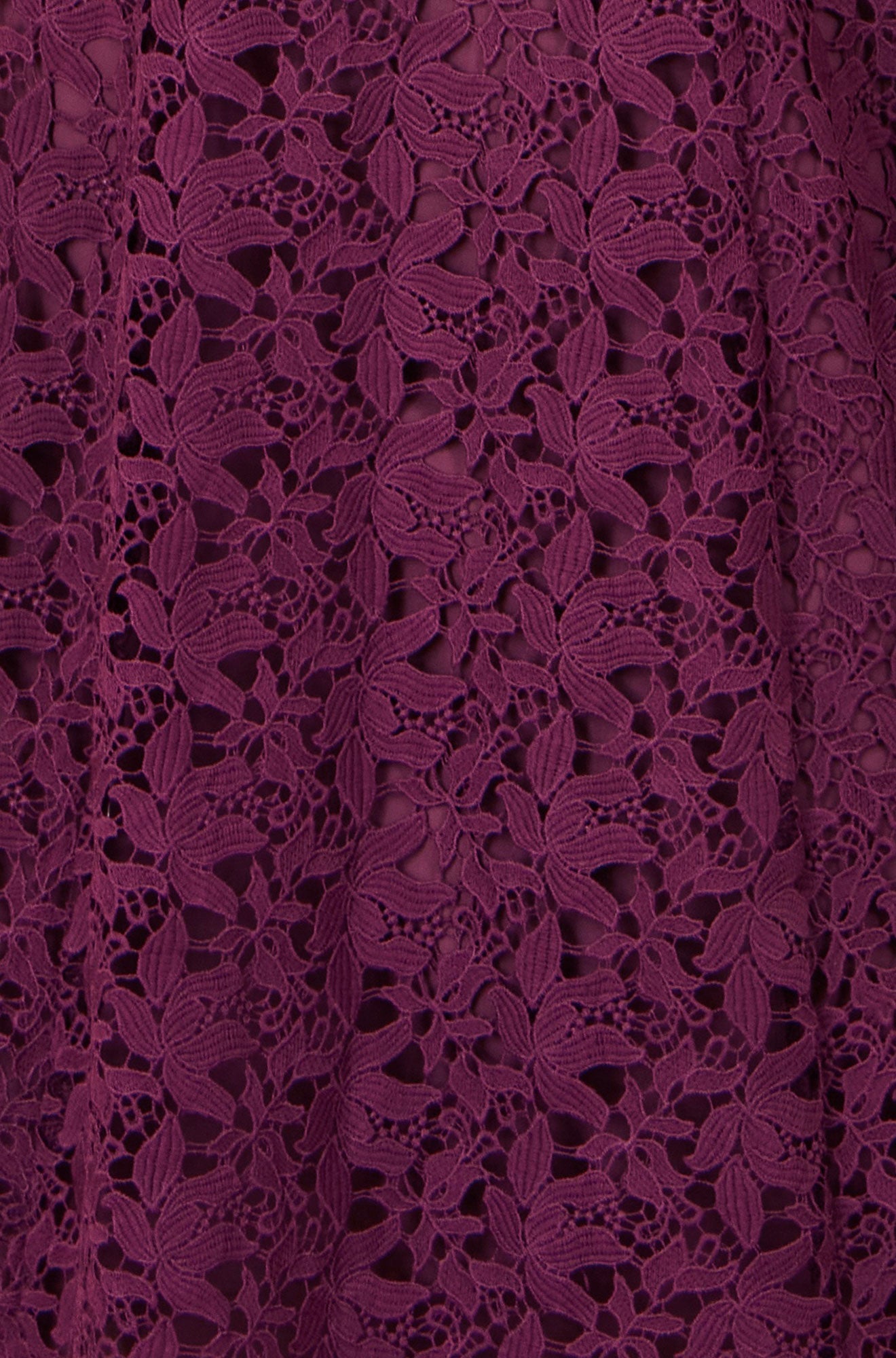 Yumi Burgundy Stretch Lace Puff Sleeve Midi Dress