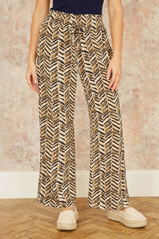 Yumi Brown Animal Print Relaxed Fit Trousers