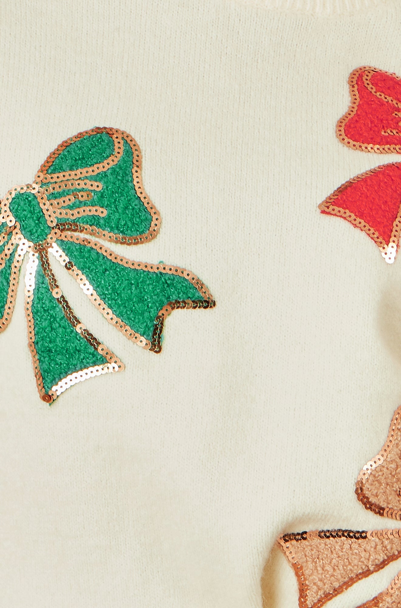 Yumi White Sequinned Bow Relaxed Fit Jumper