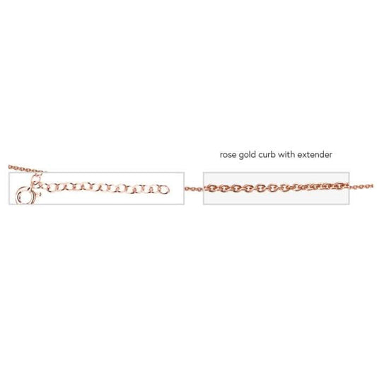 Beginnings Sterling Silver N3909 Rose Gold Curb 56+5cm Chain