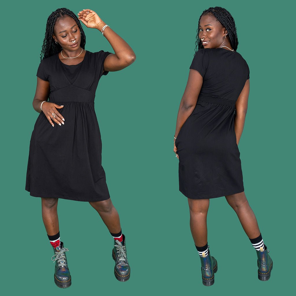 Black Cotton Breastfeeding Friendly Dress