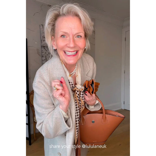 Beige Art Deco Bird Cashmere Scarf - Women's Luxury Silk Blended Scarf