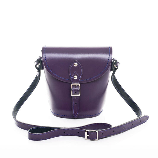Handmade Leather Barrel Bag - Purple