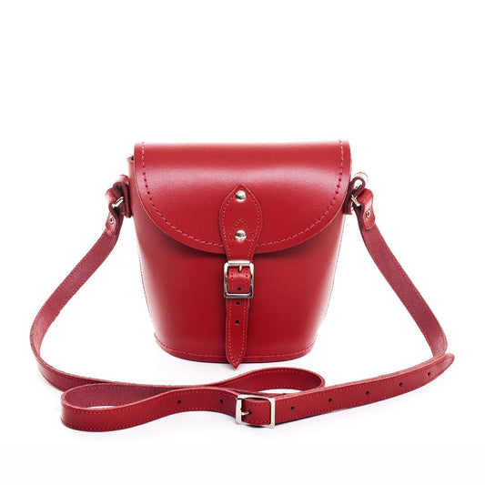 Handmade Leather Barrel Bag - Red