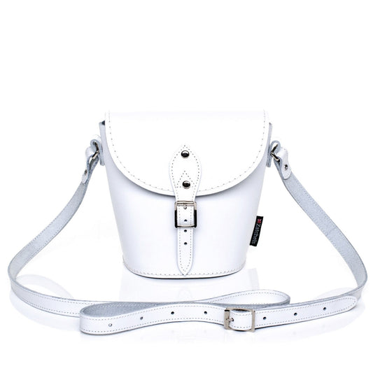 Handmade Leather Barrel Bag - White