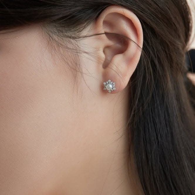 Fresh Water Pearl Sparkling Earrings ERLE030