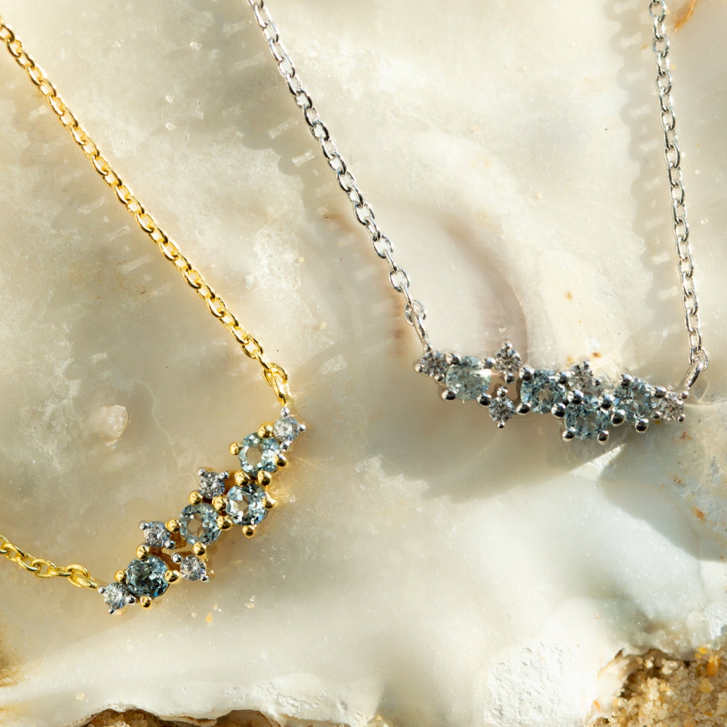 Gold Cluster Gemstone Necklace - Elara