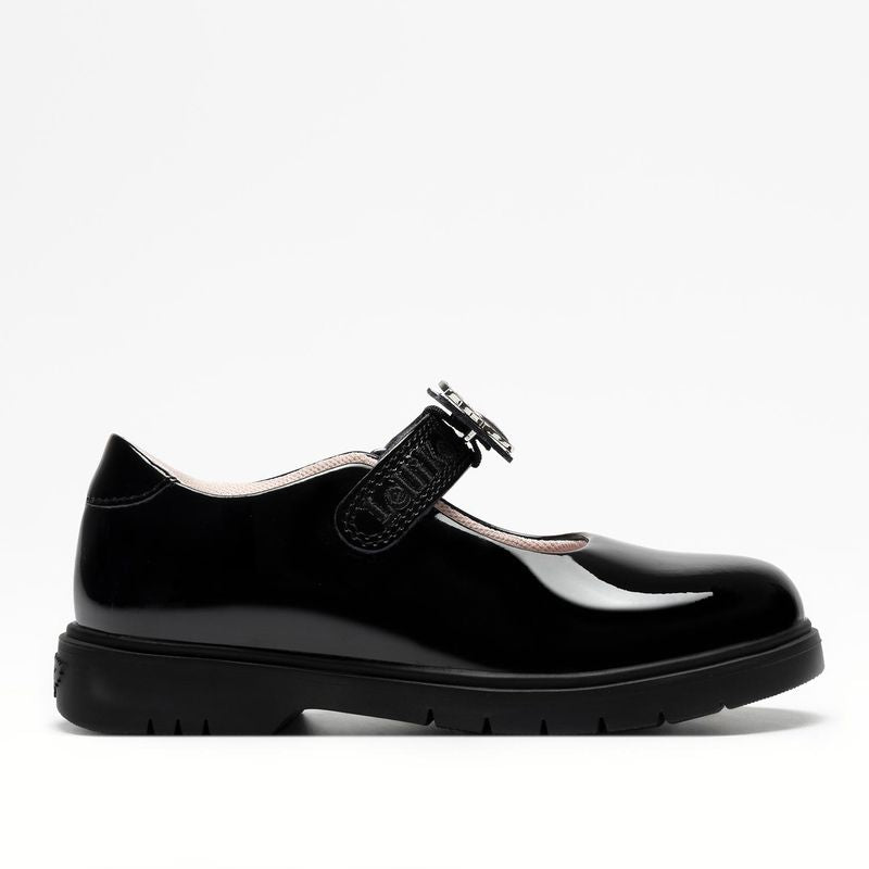 Lelli Kelly Girls Delilah 3 Colour Changing Butterfly Charm Chunky Black Patent School Shoes