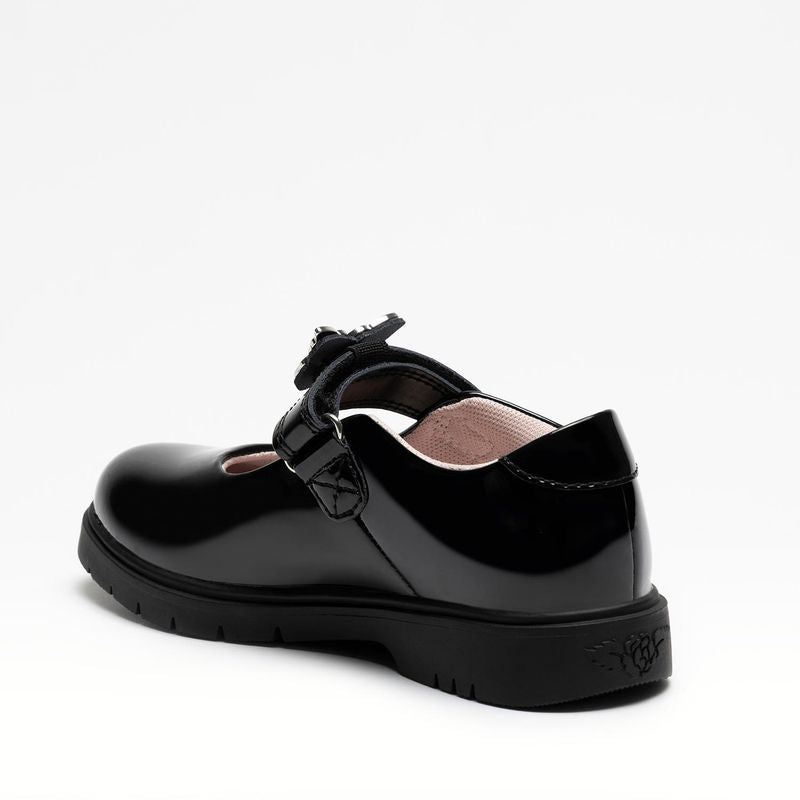 Lelli Kelly Girls Delilah 3 Colour Changing Butterfly Charm Chunky Black Patent School Shoes