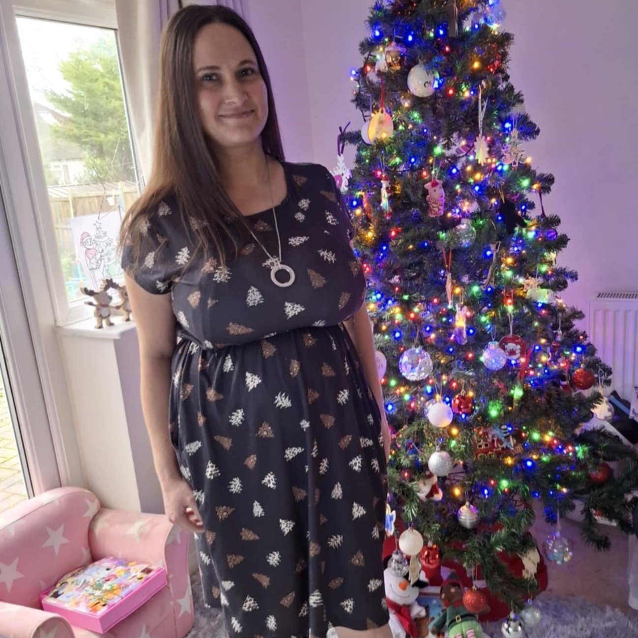 The Knee Length Breastfeeding Dress - Brown Leopard Tree